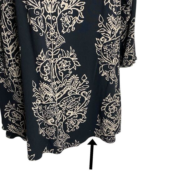 Lucky Brand Top Womens 2X Black Tunic Keyhole 3/4 Sleeve Peasant Stretch Boho - Picture 7 of 16